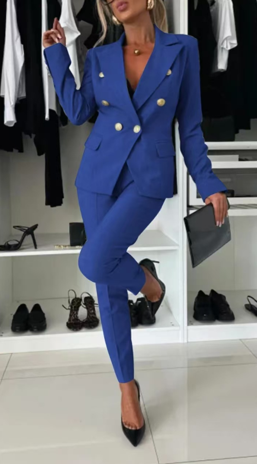 Conjunto Mujer de Blazer y Pantalón Estampado Ajustado