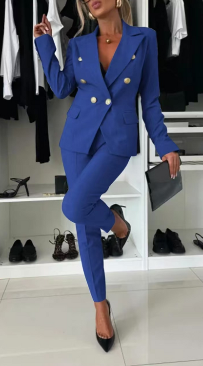 Conjunto Mujer de Blazer y Pantalón Estampado Ajustado