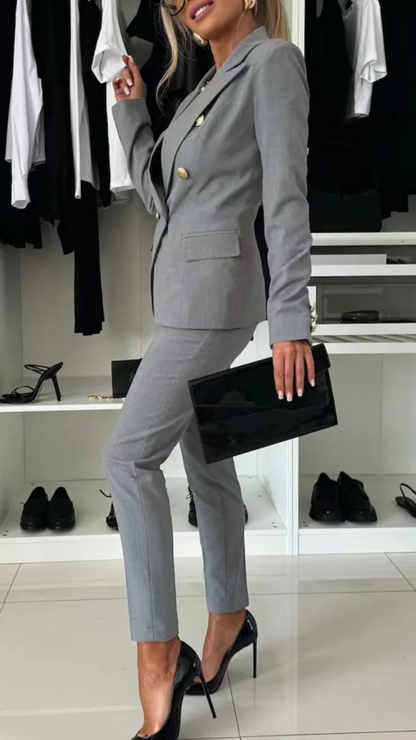 Conjunto Mujer de Blazer y Pantalón Estampado Ajustado