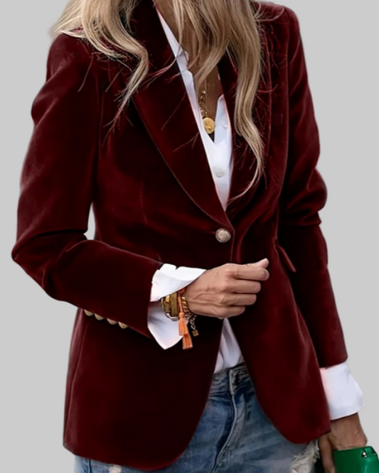 Blazer mujer con solapa de tejido estructurado corte clásico - Mavetta