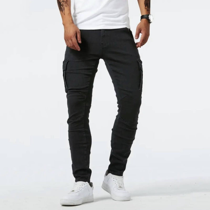 Pantalones Cargo Hombre Denim Ajuste Regular