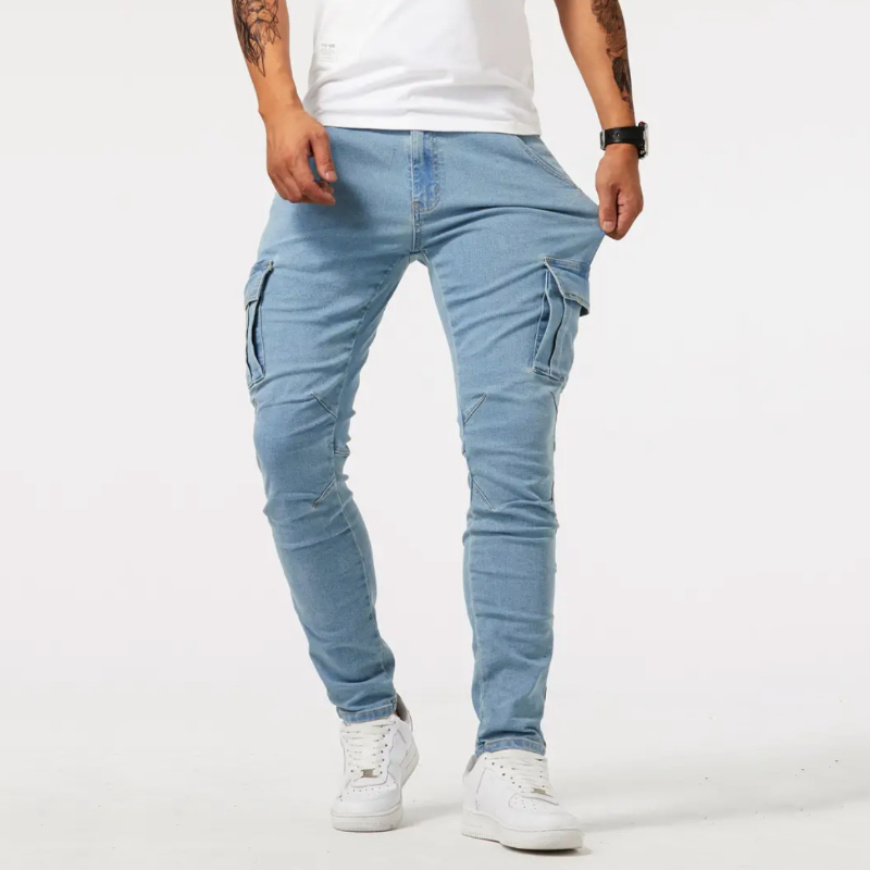 Pantalones Cargo Hombre Denim Ajuste Regular