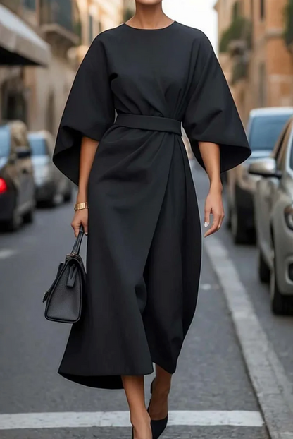 Vestido largo mujer con cinturón estilo maxi
