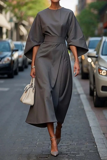 Vestido largo mujer con cinturón estilo maxi