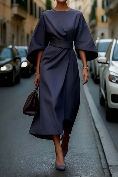 Vestido largo mujer con cinturón estilo maxi