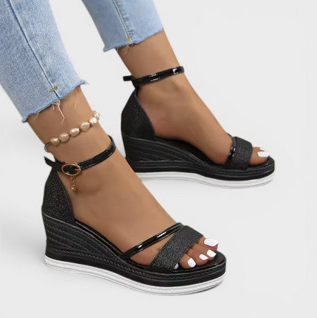 Sandalias Plataforma Mujer Diseño Monocromático
