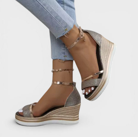 Sandalias Plataforma Mujer Diseño Monocromático