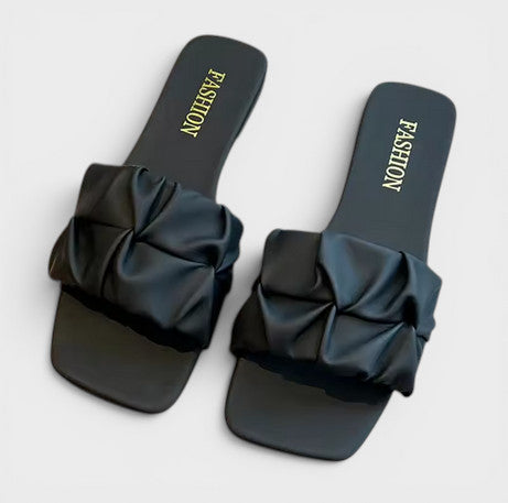 Sandalias Mujer Plisadas Slip on Comodas