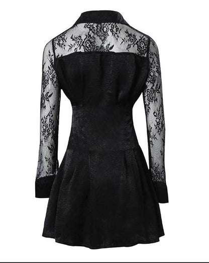 Vestido Camisa Mujer de Encaje Manga Larga