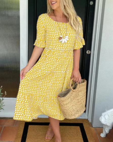 Vestido midi mujer Manga corta Sofisticado Ajuste versátil