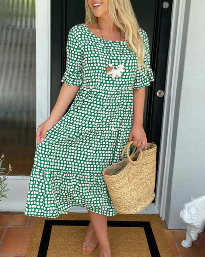Vestido midi mujer Manga corta Sofisticado Ajuste versátil