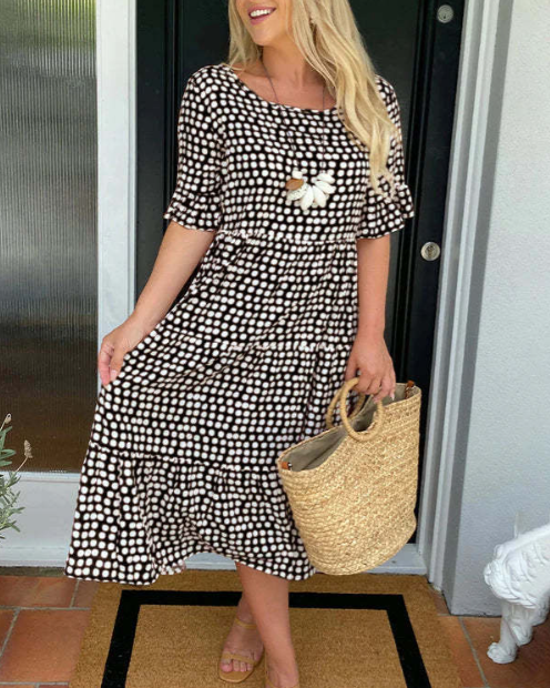 Vestido midi mujer Manga corta Sofisticado Ajuste versátil