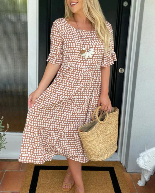 Vestido midi mujer Manga corta Sofisticado Ajuste versátil - Mavetta