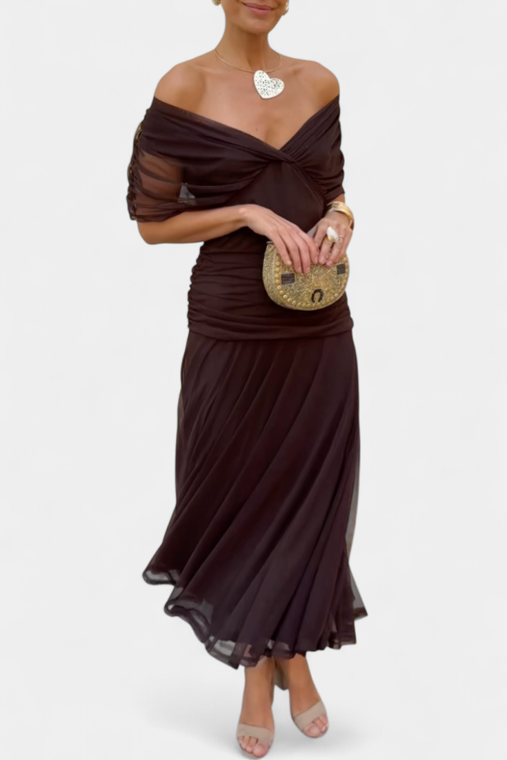 Vestido maxi mujer Escote en V Ajuste fluido