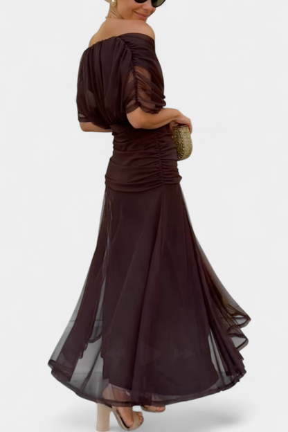 Vestido maxi mujer Escote en V Ajuste fluido