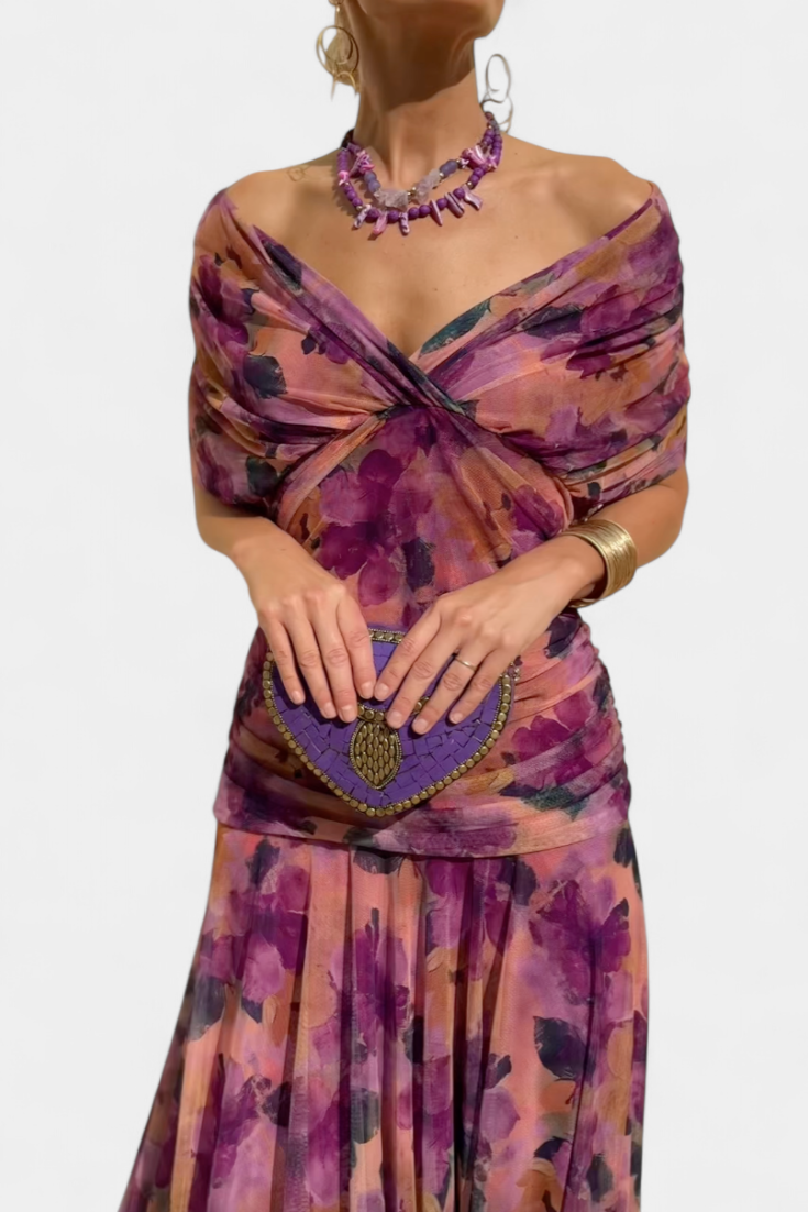 Vestido maxi mujer Escote en V Ajuste fluido