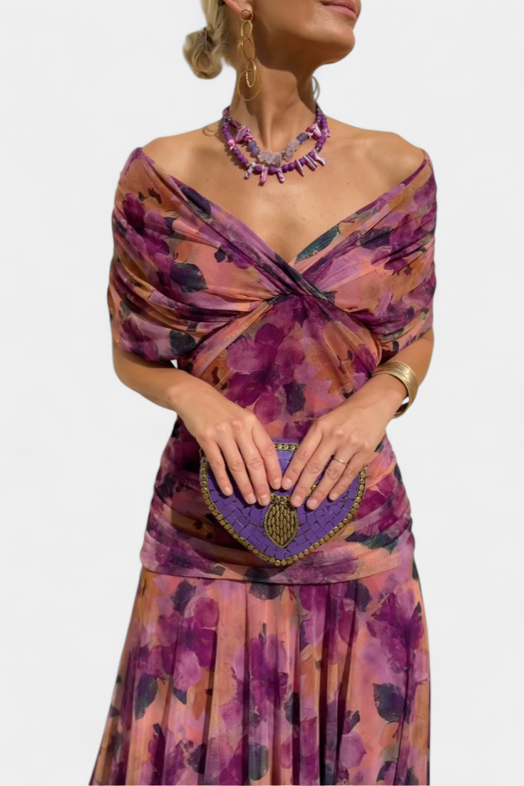 Vestido maxi mujer Escote en V Ajuste fluido