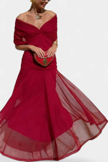 Vestido maxi mujer Escote en V Ajuste fluido