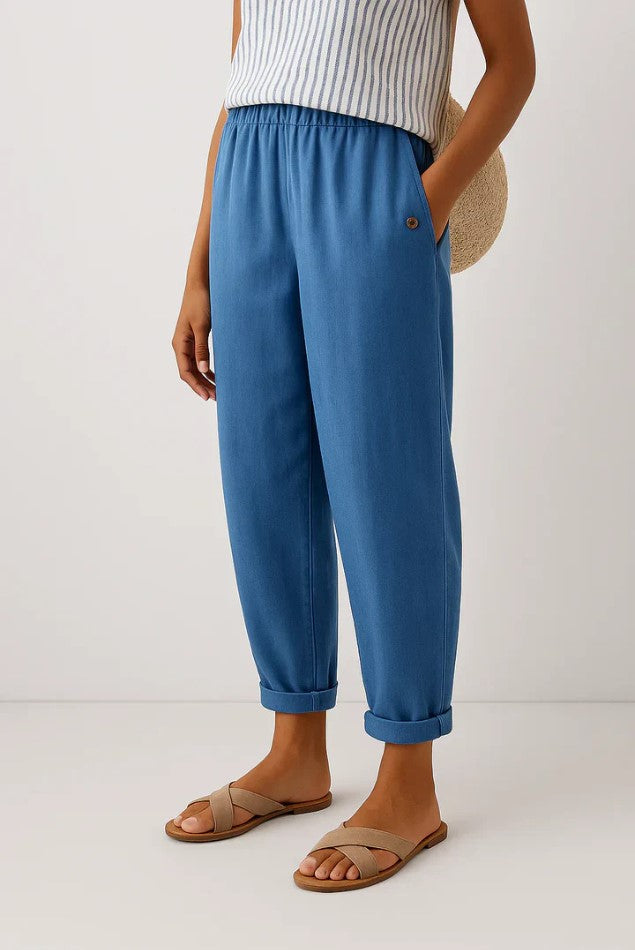 Pantalones mujer de lino y algodón ligeros transpirables verano