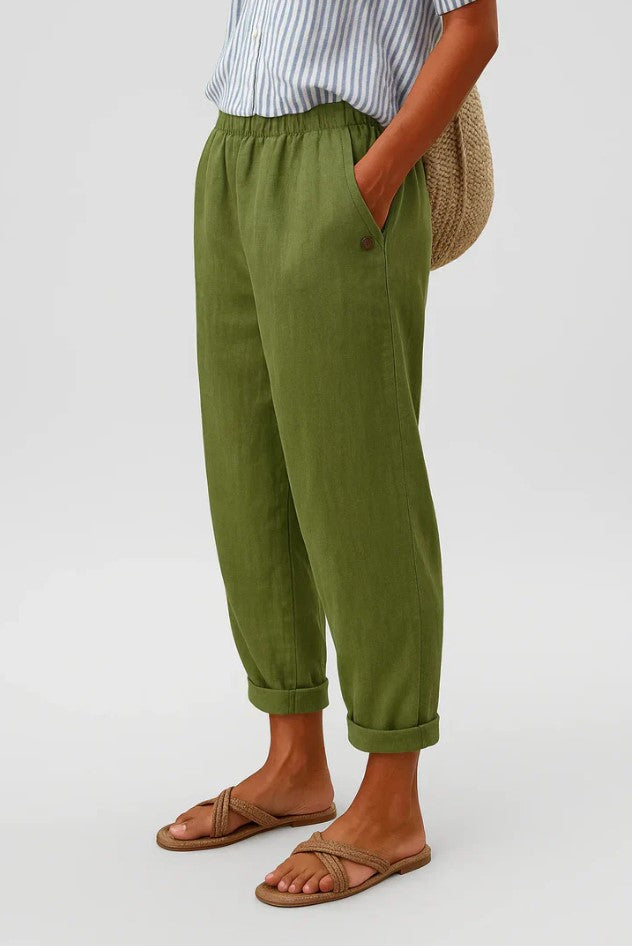 Pantalones mujer de lino y algodón ligeros transpirables verano