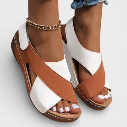 Sandalias Cuña Mujer Tira Cruzada Ajuste Comodo