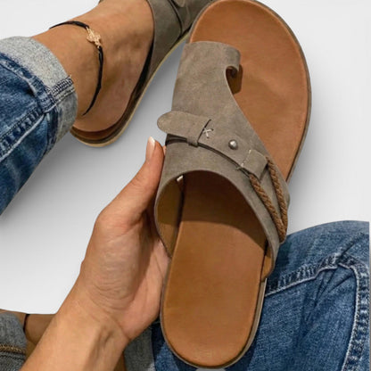 Sandalias Planas Mujer Dedo Tiras Ajustables