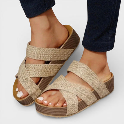 Sandalias Plataforma Mujer Tiras Trenzadas Ajuste Comodo