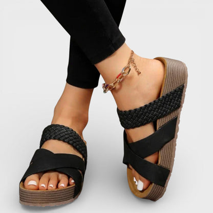 Sandalias Plataforma Mujer Tiras Trenzadas Ajuste Comodo