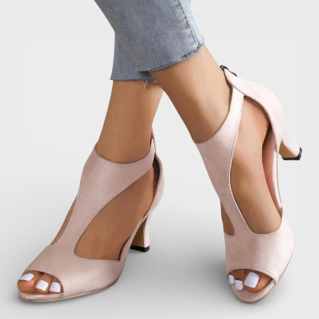 Sandalias Tacón Mujer Peep Toe Ajuste Comodo - Mavetta