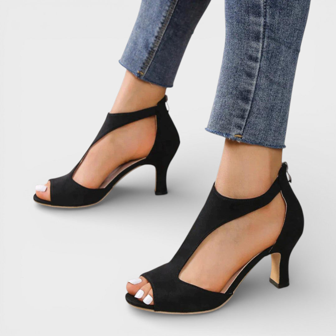 Sandalias Tacón Mujer Peep Toe Ajuste Comodo