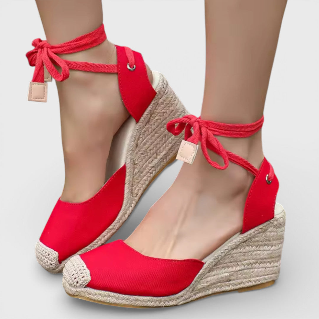 Alpargatas Mujer Cuña Cordones Ajuste Tobillo