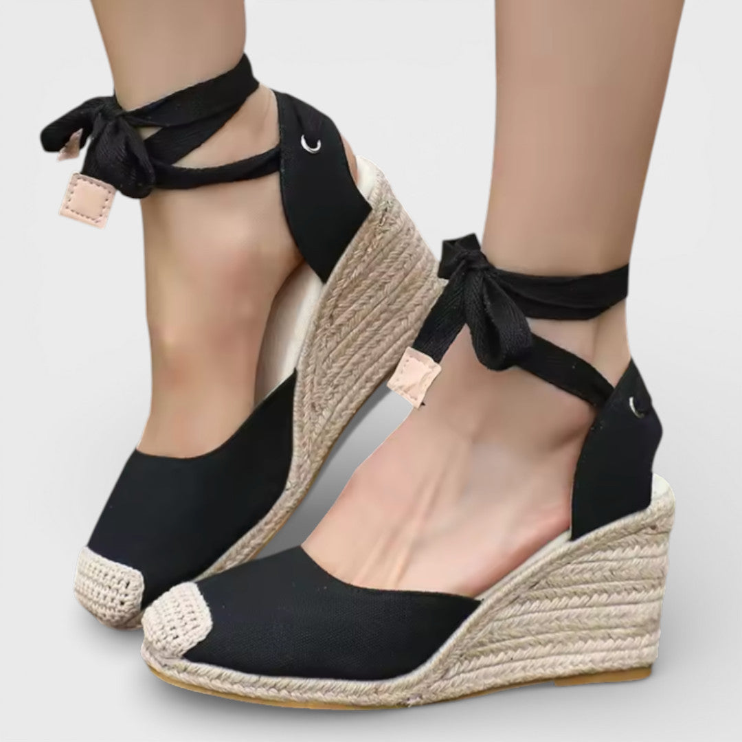 Alpargatas Mujer Cuña Cordones Ajuste Tobillo