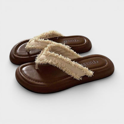 Sandalias Planas Mujer con Flecos Ajuste Cómodo - Mavetta
