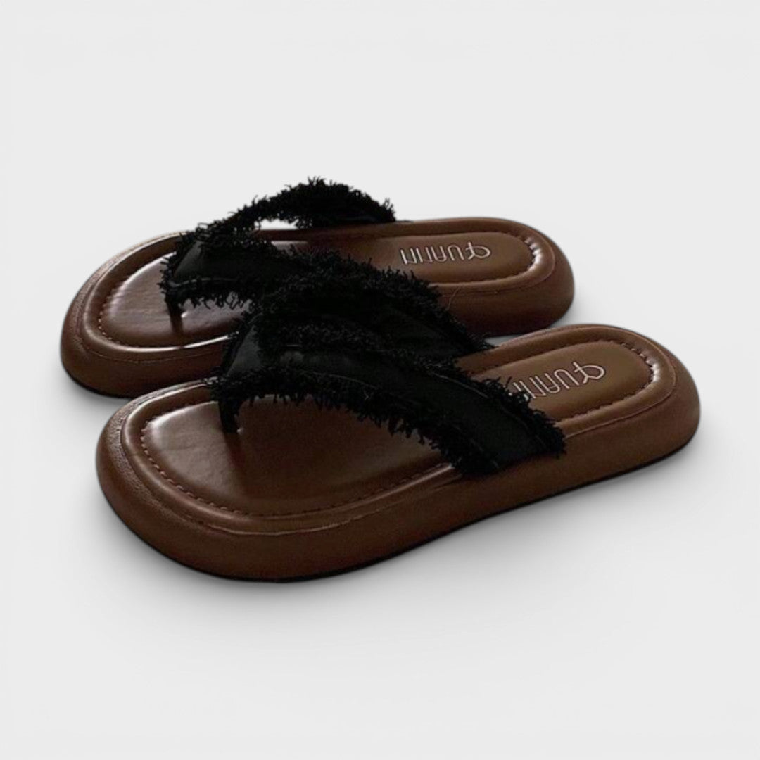 Sandalias Planas Mujer con Flecos Ajuste Cómodo