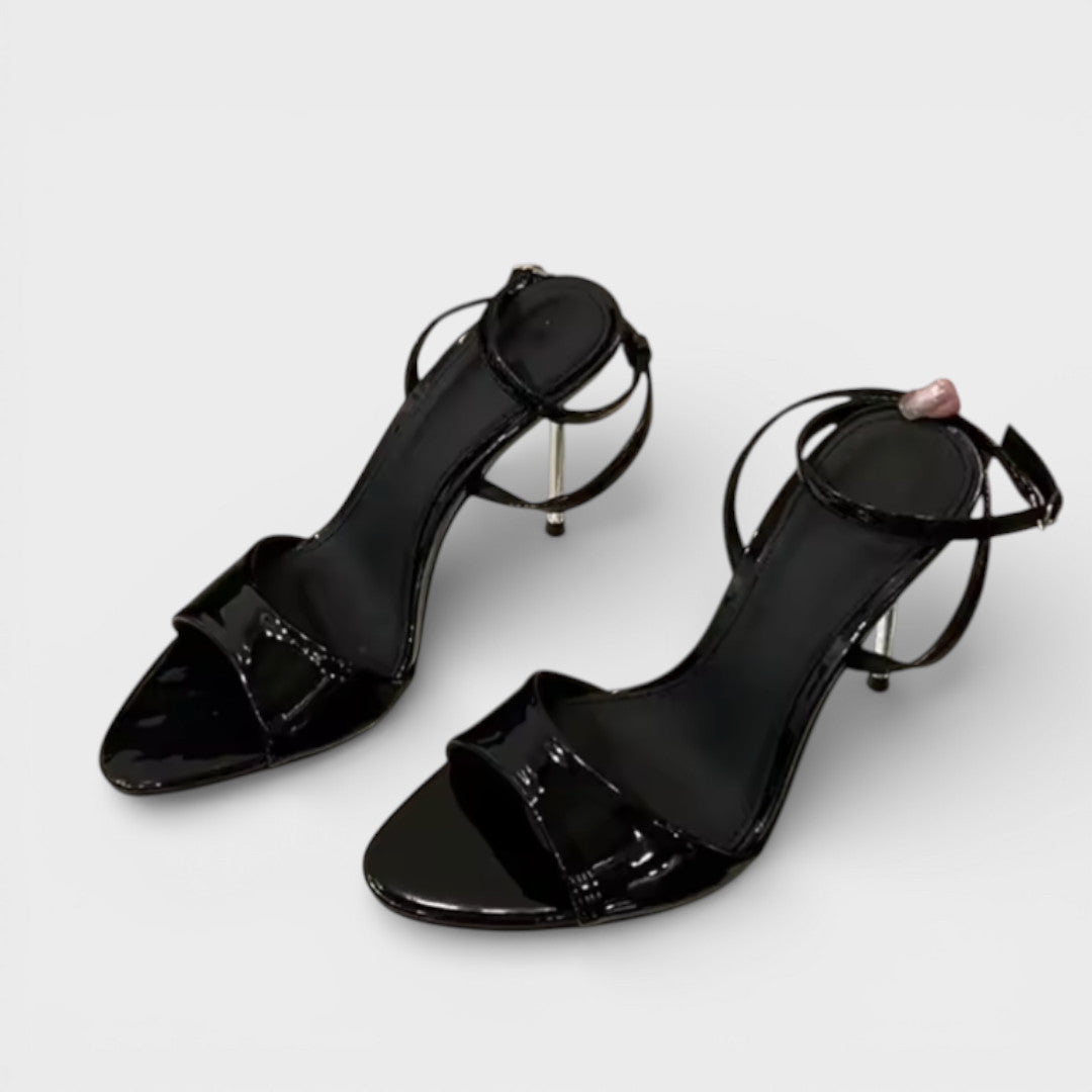 Sandalias Mujer Tacón Brillo Ajuste Tobillo