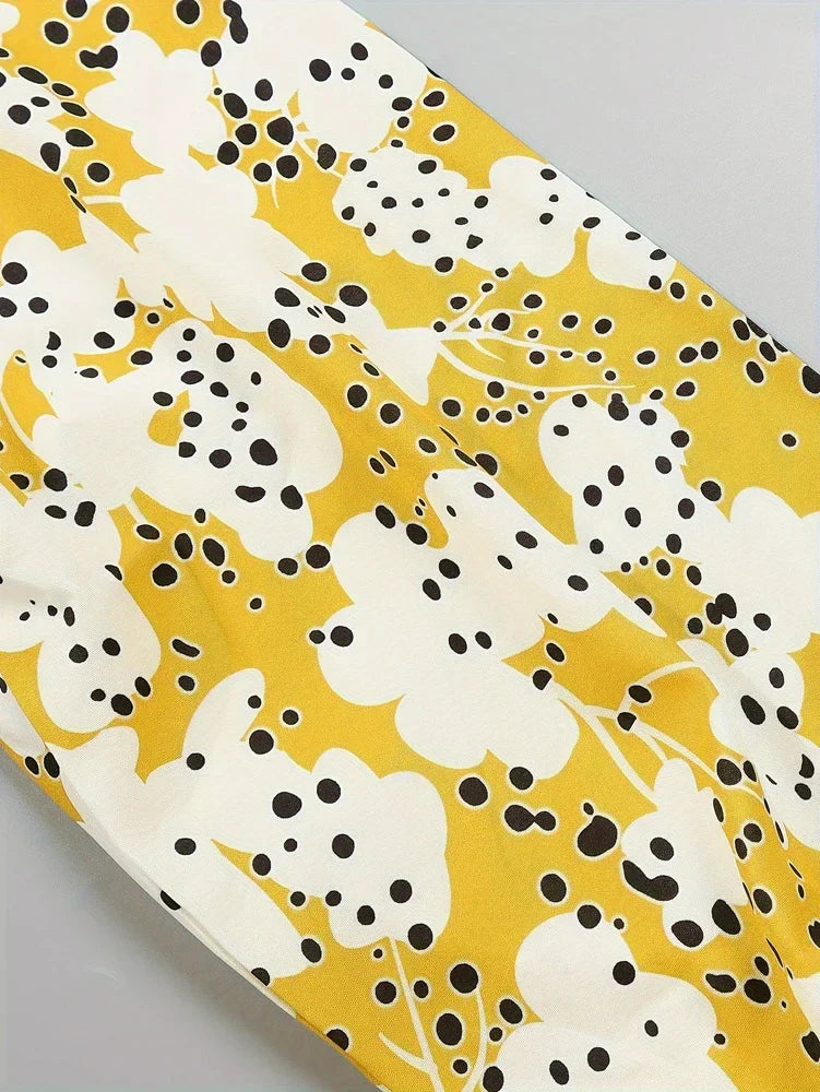 Vestido maxi mujer con escote en V y tejido estampado