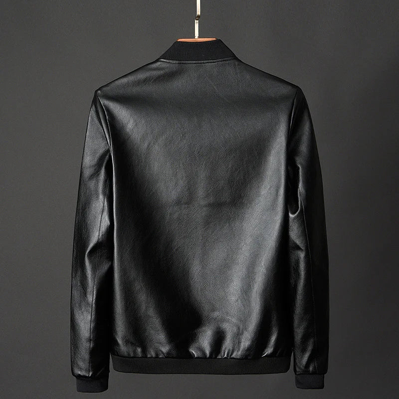 Chaqueta Hombre de Cuero con Cremallera Ajuste Clasico