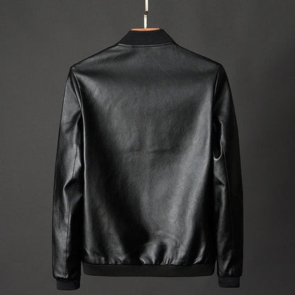 Chaqueta Hombre de Cuero con Cremallera Ajuste Clasico