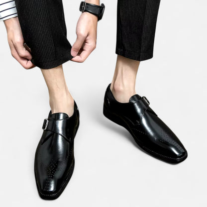 Zapatos Monk Strap Hombre Puntera Perforada Estilo Ashford