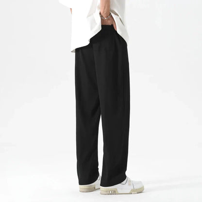 Pantalones Vestir Hombre Seda de Hielo Cintura Elástica Rectos