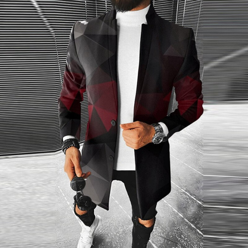Chaqueta Hombre Moderna Diseño Geométrico Ajuste Regular