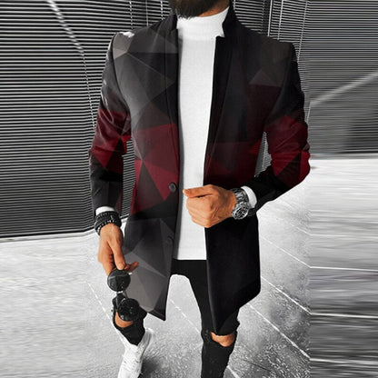 Chaqueta Hombre Moderna Diseño Geométrico Ajuste Regular
