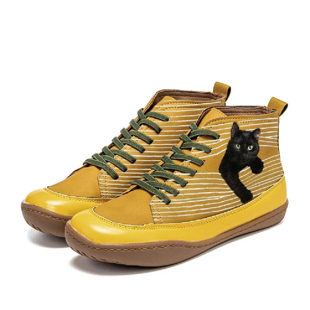 Botines Mujer Diseño Gato Casual Comodos Otono Invierno