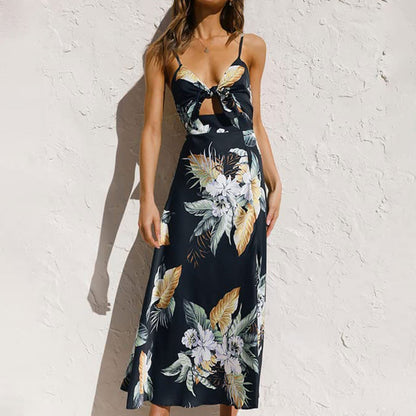 Vestido maxi mujer de tela ligera estampado floral elegante