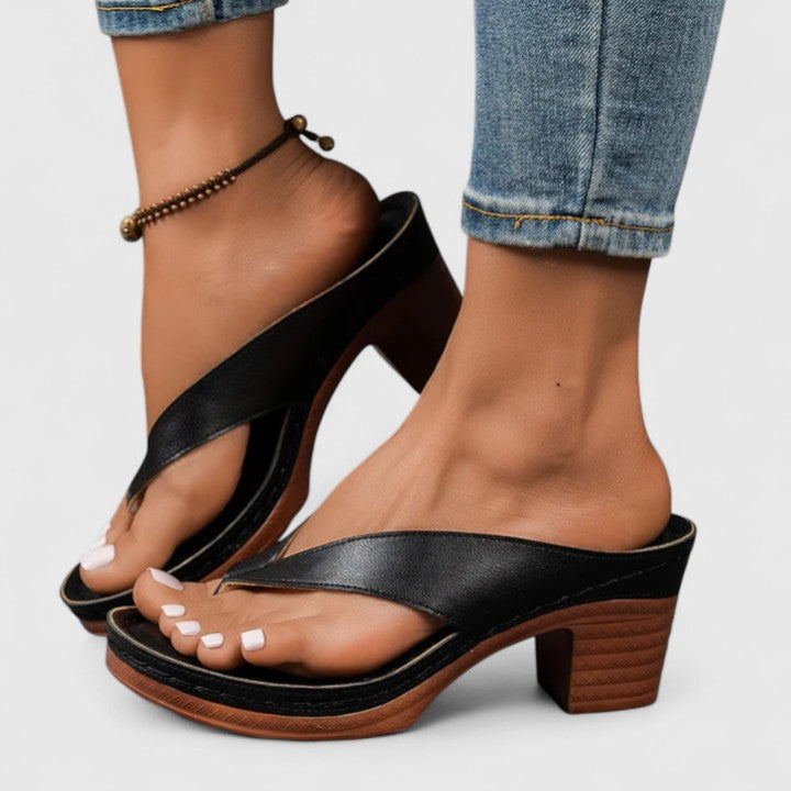 Sandalias Mujer de Cuero Tacón Ortopédico Soporte Ergonómico