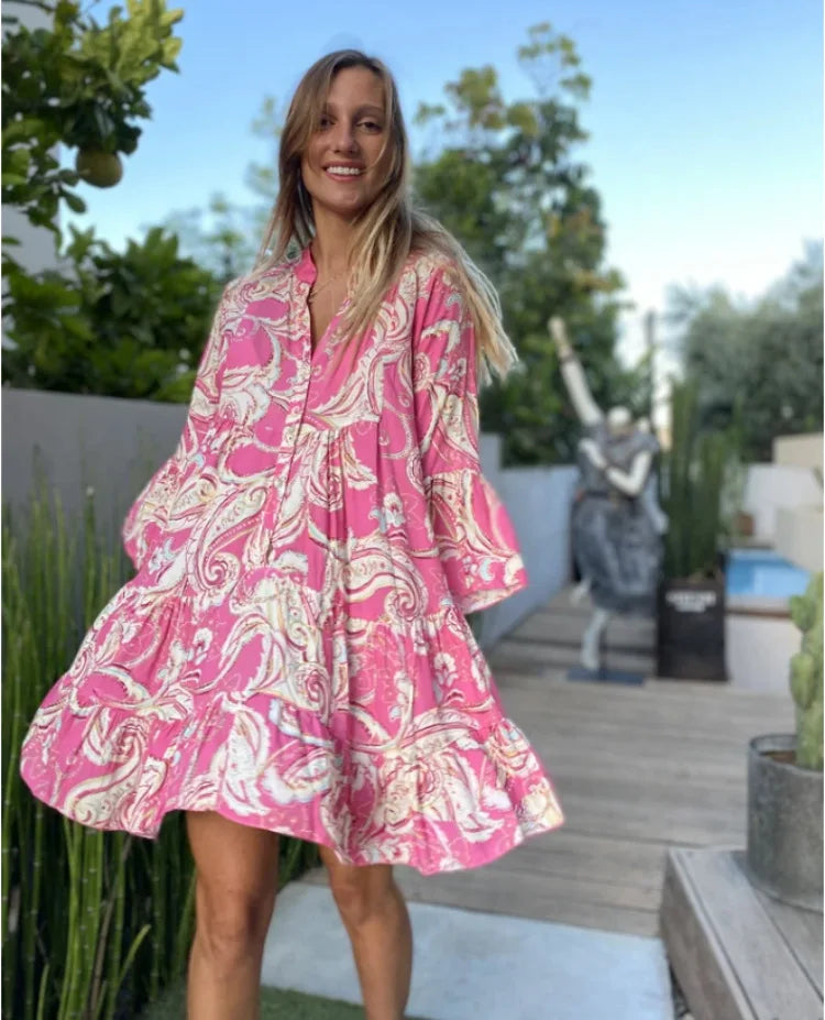 Vestido Corto Mujer de Tela Ligera y Volantes Veraniego
