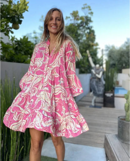 Vestido Corto Mujer de Tela Ligera y Volantes Veraniego