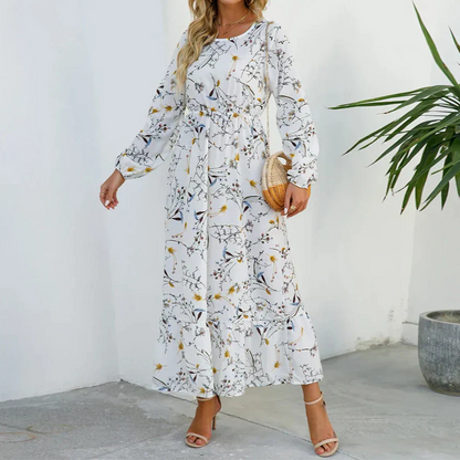 Vestido maxi mujer con manga larga estampado floral verano