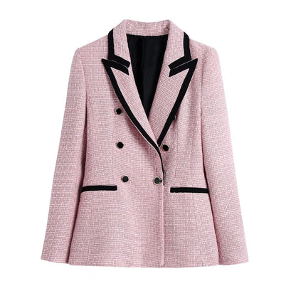 Blazer Mujer Cruzado Detalles Texturizados Ajuste Slim