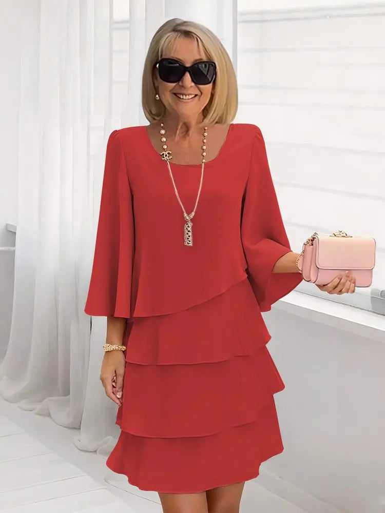 Vestido mujer elegante con volantes cómodo